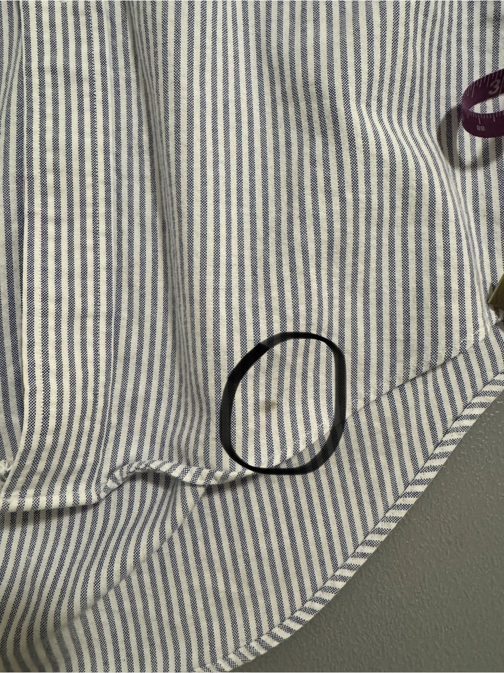 Lands' End 100% Cotton Blue White Pinstripe Button-Down Oxford Shirt Size 14.5 - Picture 7 of 14